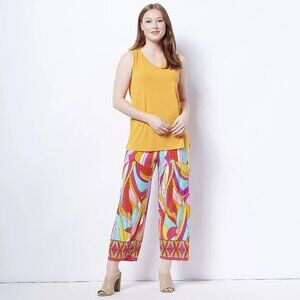 Susan Graver Regular Liquid Knit Tank & Crop Pants Set - Orange (Sz 5X) a479191